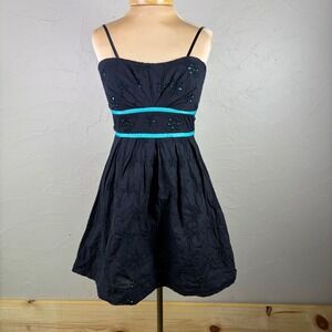 Vintage Y2K Speechless Babydoll Dress Black Eyelet Lace Sz 5 Summer Sun Dress